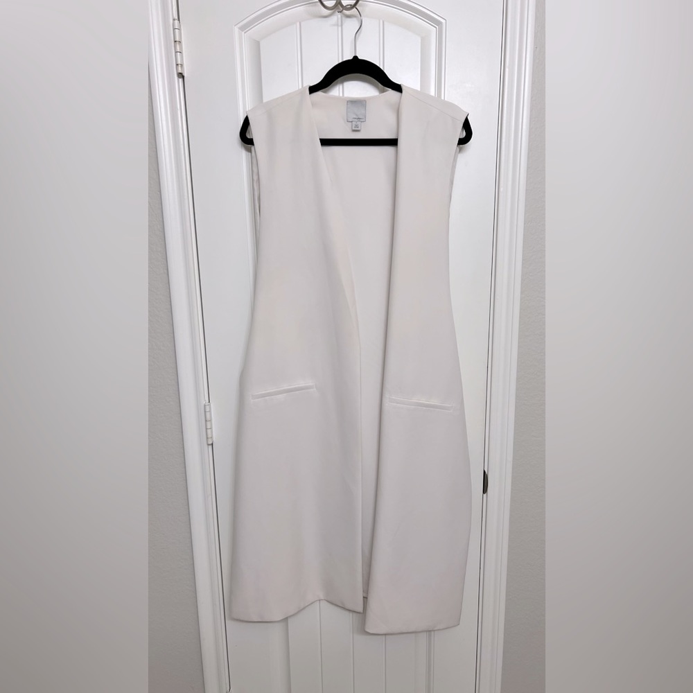 Nordstrom EUC 🌟 Halogen Long Twill Duster Belted Back Best 🤍 Ivory White XL